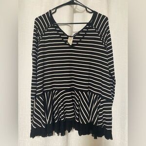 Free People We The Free Striped Boho Long Sleeve Top